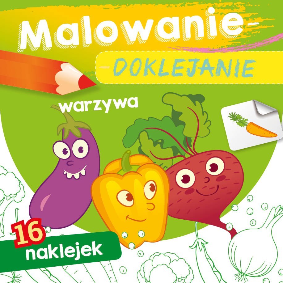 KSIĄŻECZKA 15X15 CM MALOWANIE-DOKLEJANIE. WARZYWA NAKLEJKI SKRZAT 071122